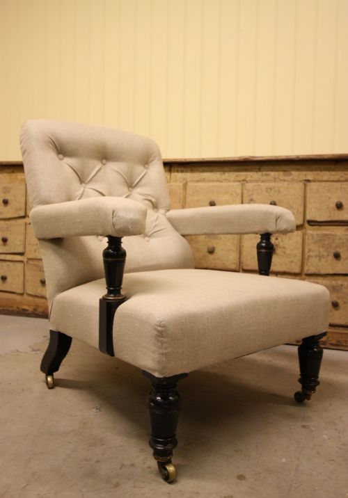 Antique Upholstered Armchair by Gillows, Lancaster