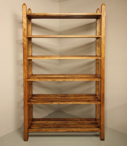 fig 1. Huge Antique Birchwood Linen Shelves. (2)