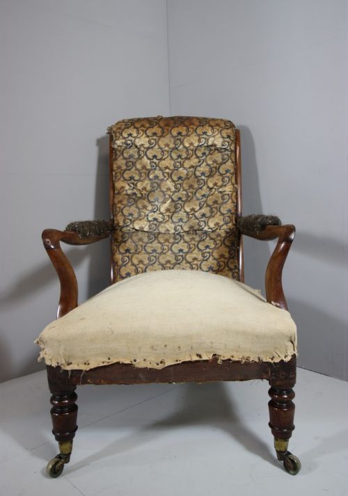 fig 1. Regency Antique Rosewood Open Armchair.