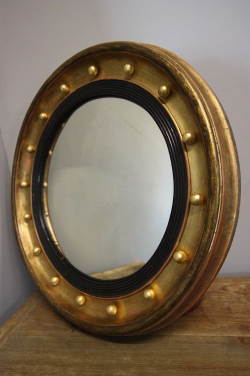 Antique Regency Gilt Convex Mirror.
