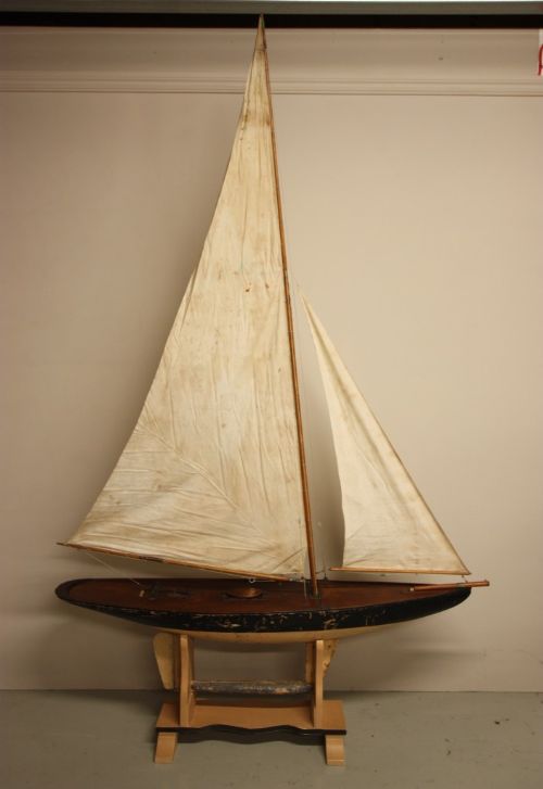Large Antique Racing Pond Yacht