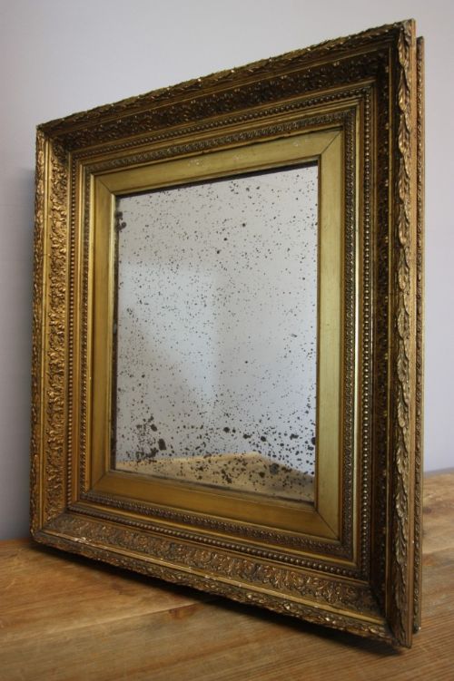English Antique Gesso & Gilt Mirror