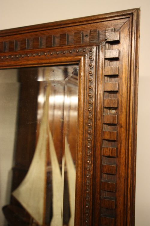 Huge Antique 19th Century Oak Mirror