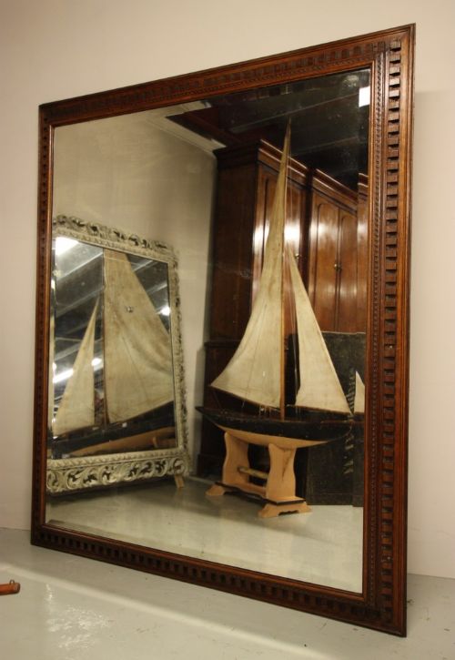 fig 1. Huge Antique 19th Century Oak Mirror