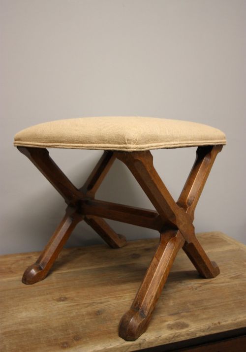 Antique Oak X Frame Stool/ Seat