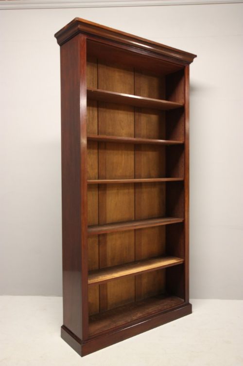 fig 1. Tall Antique Mahogany Open Bookcase.