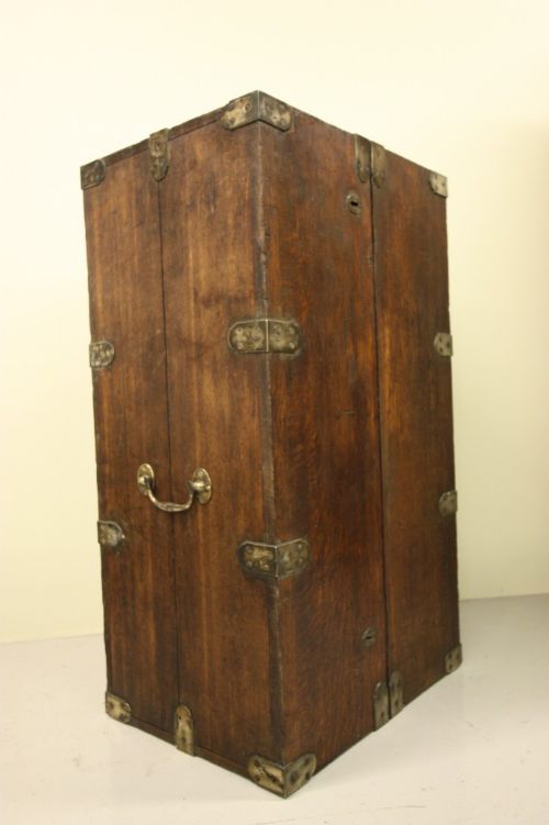 fig 1. Georgian Antique Oak Campaign Military Cabinet.