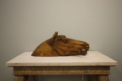 fig 1. Antique 19th Century Carved Pine Horse's Head.
