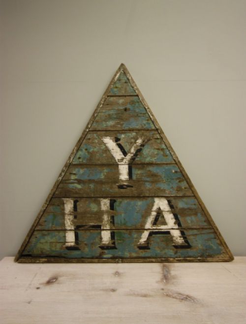 Antique Triangular Painted Pine Cumbrian Sign.