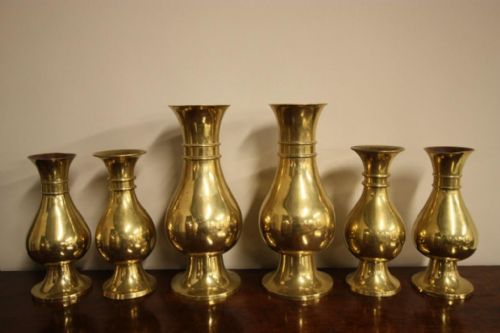 fig 1. Collection of 19th Century Antique Bronze Vases.