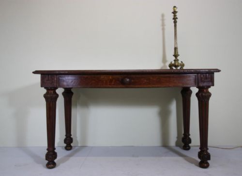 fig 1. English Antique Oak Writing Desk.