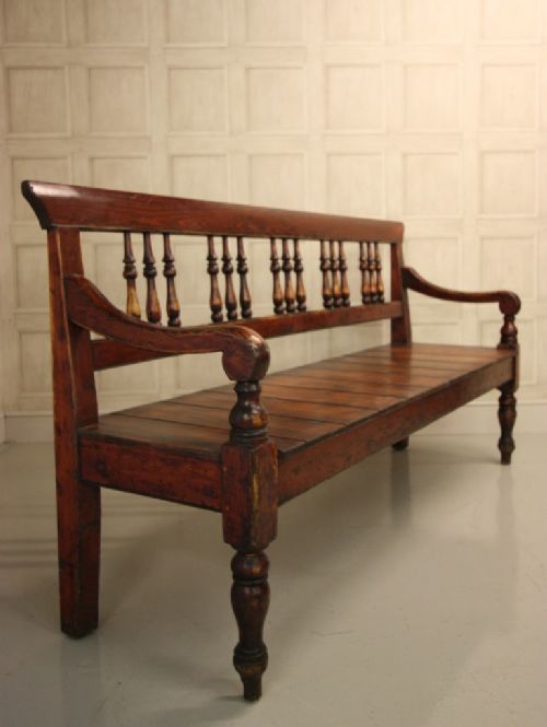 fig 1. Antique Pine Spindle Back Bench