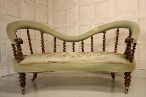 fig 1. William IV Antique Walnut Shapely Sofa