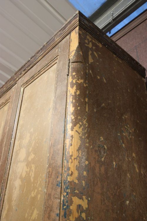 fig 2. Tall Original Painted Pine Antique Cupboard.