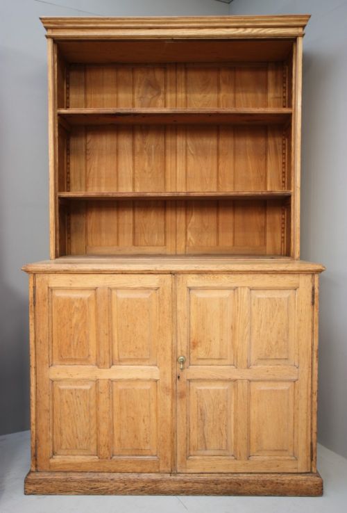English Edwardian Antique Oak Library Bookcase. 2 Available.