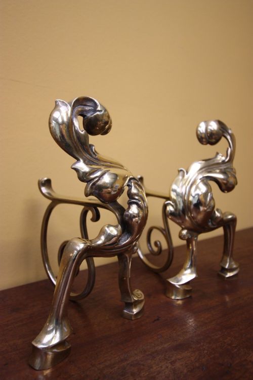 fig 1. Pair of 19th Century Brass Fire Iron Supports.