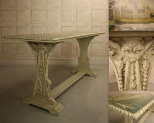 19th Century Antique Painted Oak Dining Table