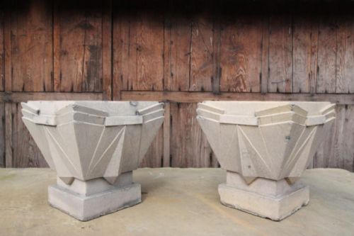 Pair of Art Deco Lefco Antique Garden Urns.