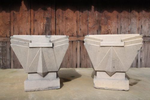 fig 1. Pair of Art Deco LEFCO Antique Garden Urns.