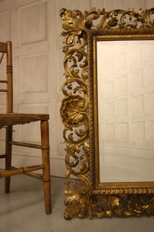fig 1. Unusually Large Florentine Antique Gilt Mirror.