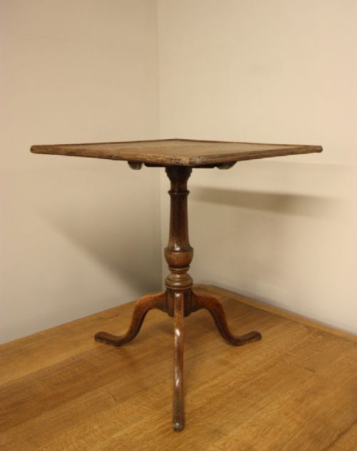 Georgian Antique Oak Tripod Table with Square Top