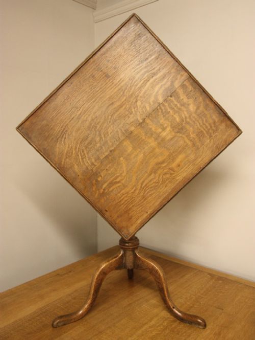 fig 1. Georgian Antique Oak Tripod Table with Square Top