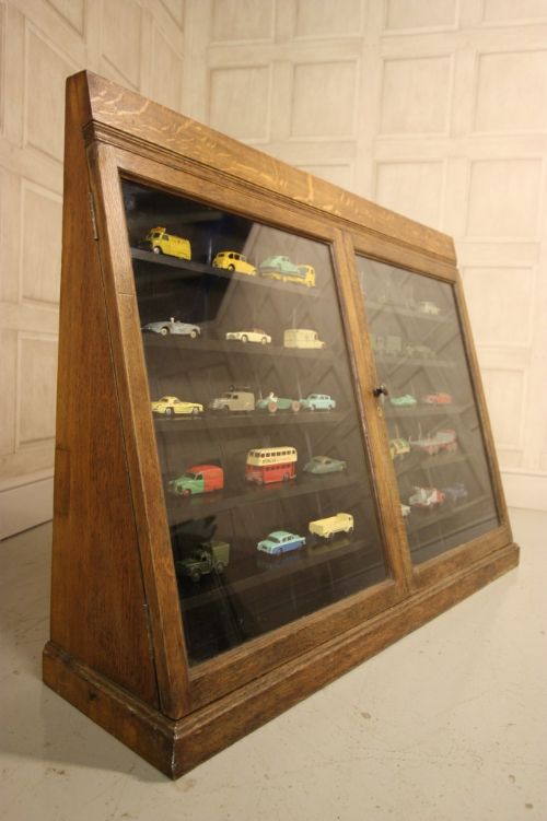 Edwardian Antique Oak Museum Cabinet.