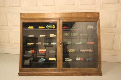 fig 1. Edwardian Antique Oak Museum Cabinet.