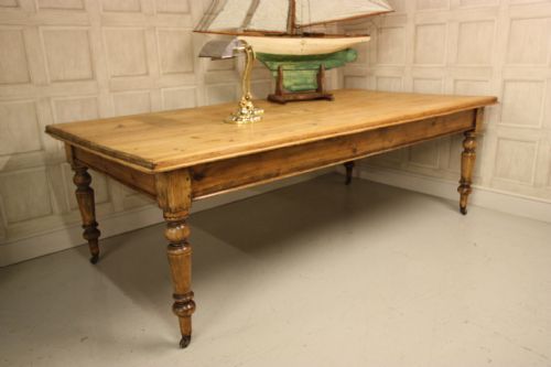 fig 1. Large 19th Century Antique Pine Dining Table.