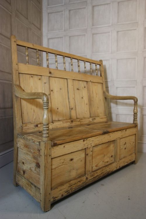 fig 1. 19th Century Welsh Antique Box Seat Settle