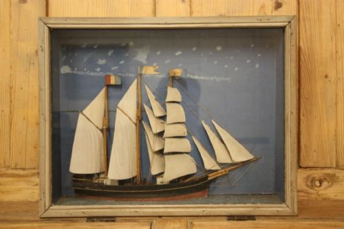 19th Century Antique Sailing Ship Diarama