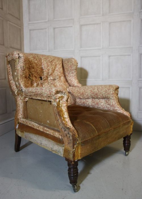 Shapely 19th Century Antique Wing Armchair