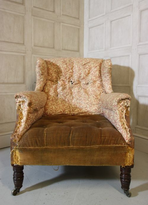 fig 1. Shapely 19th Century Antique Wing Armchair
