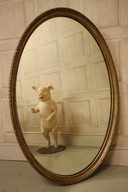 Late 19th Century Antique Silver Gilt Oval Mirror.