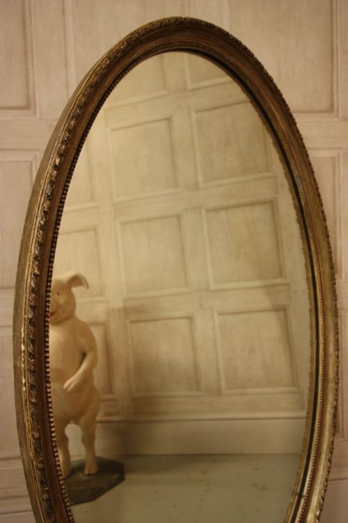 fig 1. Late 19th Century Antique Silver Gilt Oval Mirror.