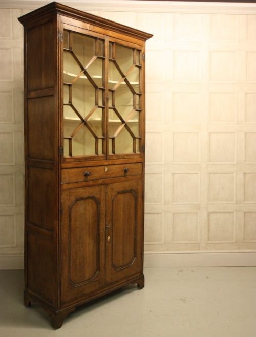 Georgian Antique Oak Astragal Glazed Cupboard