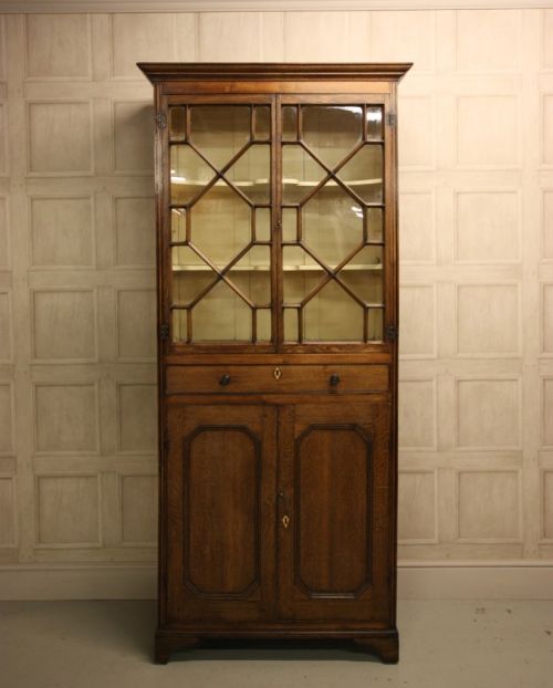 fig 1. Georgian Antique Oak Astragal Glazed Cupboard