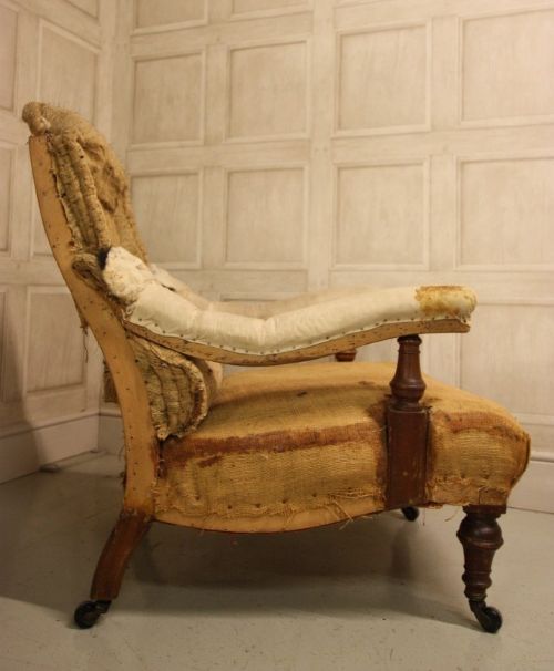 English Antique Walnut Open Armchair