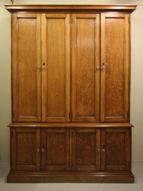 English Antique Oak 8 Door Bookcase/cupboard