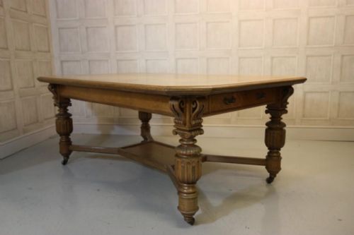 English Antique Oak Library Dining Table
