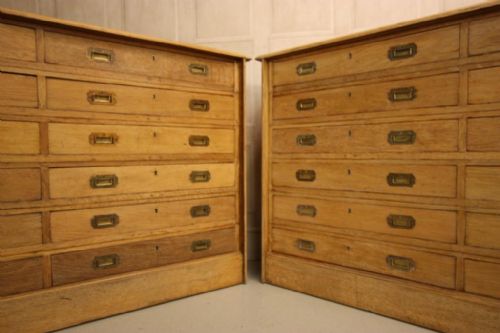 Superb Bank of Antique Oak Drawers. 2 Available.