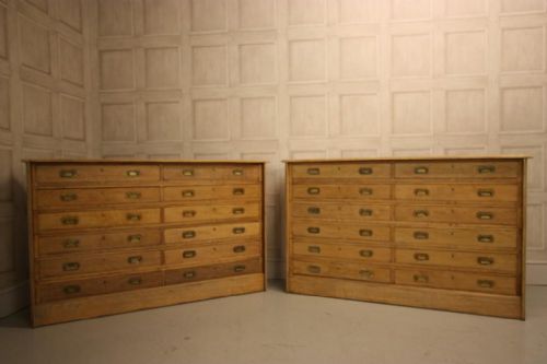 fig 1. Superb Bank of Antique Oak Drawers. 2 available.