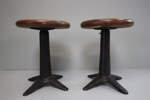 fig 1. Pair of 1920's Iron Machinist Stools
