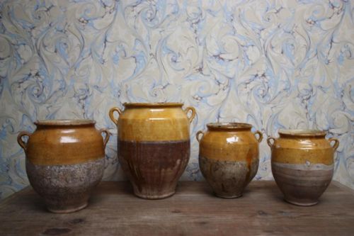 Set of Four French Antique Confit Pots.