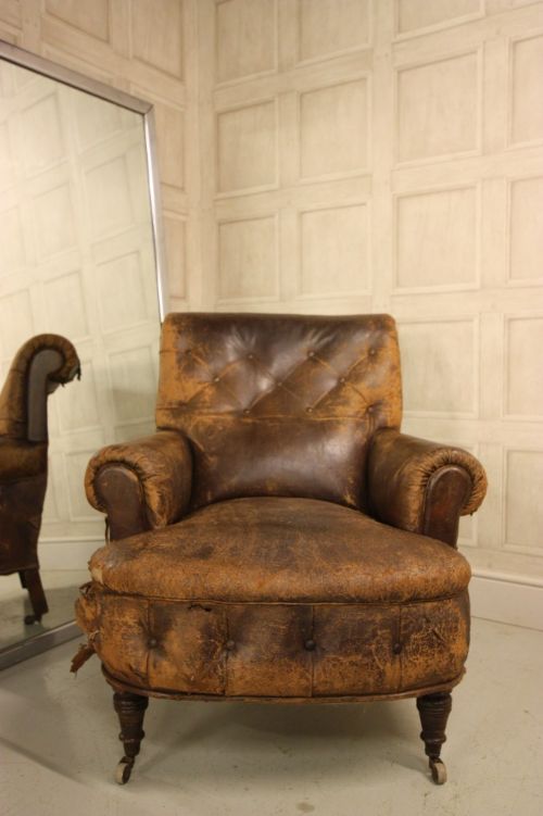 fig 1. 19th Century Antique Leather Armchair