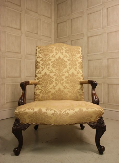 fig 1. Wonderful Grand Antique Mahogany Open Armchair