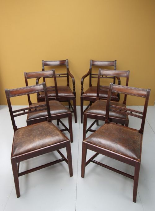 Set of Six Antique Regency Mahogany Dining Chairs