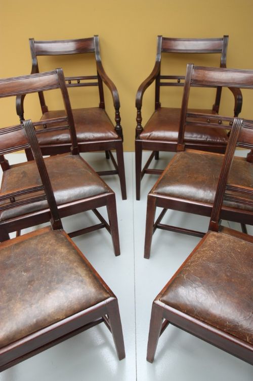 fig 1. Set of Six Antique Regency Mahogany Dining Chairs