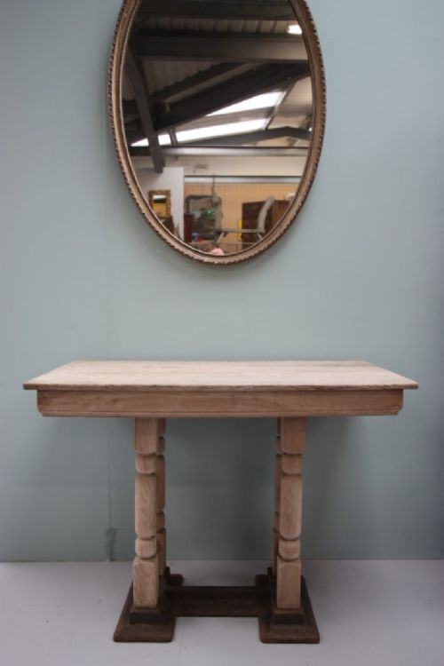 English Antique Oak & Iron Console Table