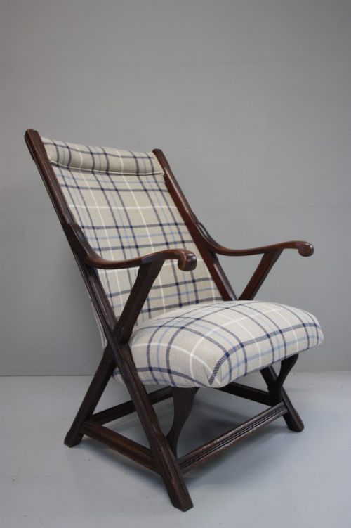English Antique Upholstered Steamer Armchair